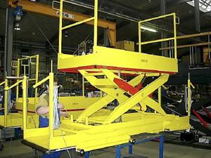 Plataforma de trabajo para foso sobre vías en fase de construcción.